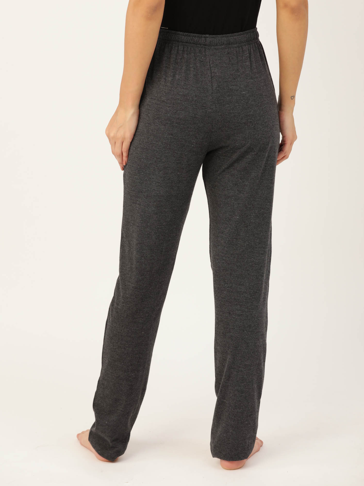 Women Charcoal Grey Solid Lounge Pants - Mbeautiful