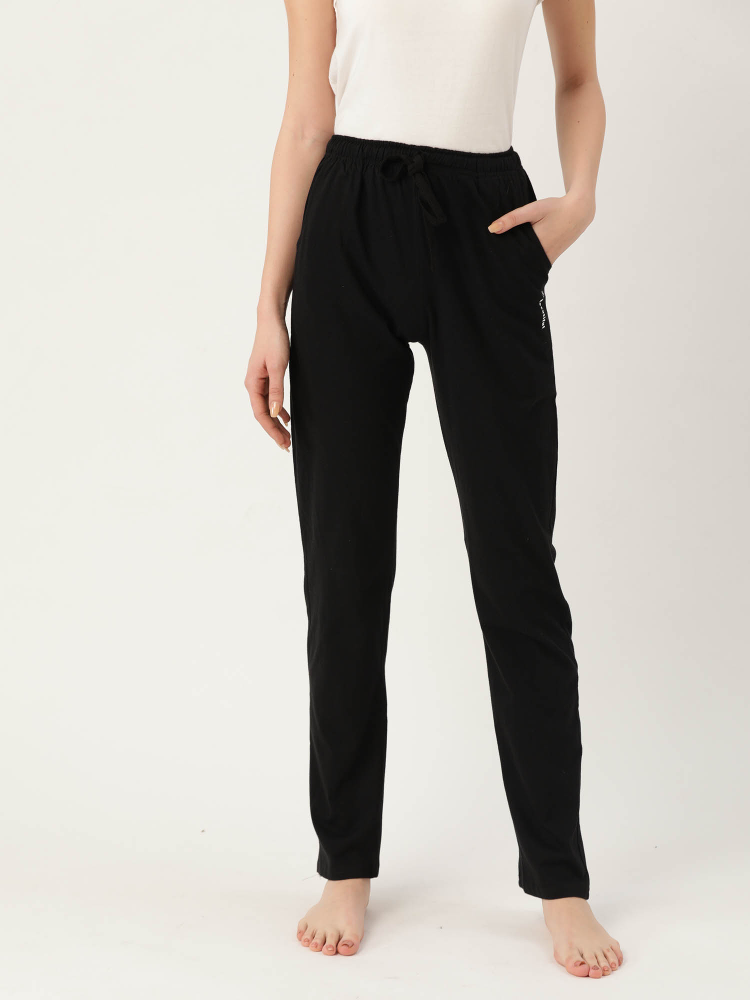 Women Black Solid Lounge Pants - Mbeautiful
